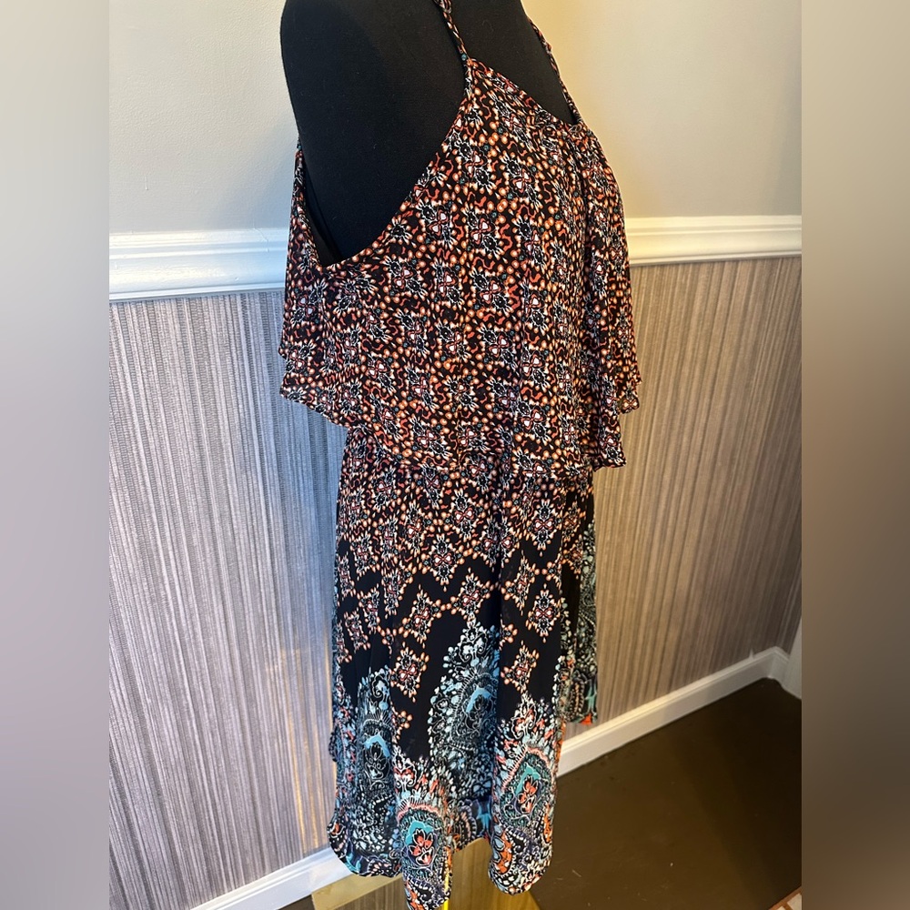 Xhilaration Boho Paisley Dress XXL Adjustable Strap Tiered Mini Flowy Summer - Picture 4 of 9